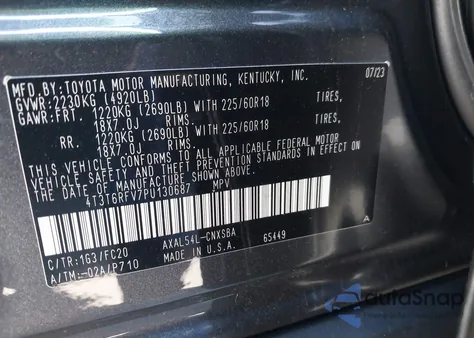 2023 Toyota Rav4 Hybrid Se из США, поврежденный, VIN 4T3T6RFV7PU130687